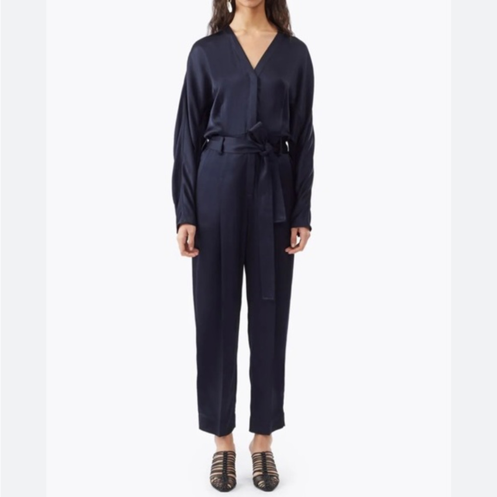 3.1 Phillip Lim‎ Satin Menswear Belted Jumpsuit Size 6